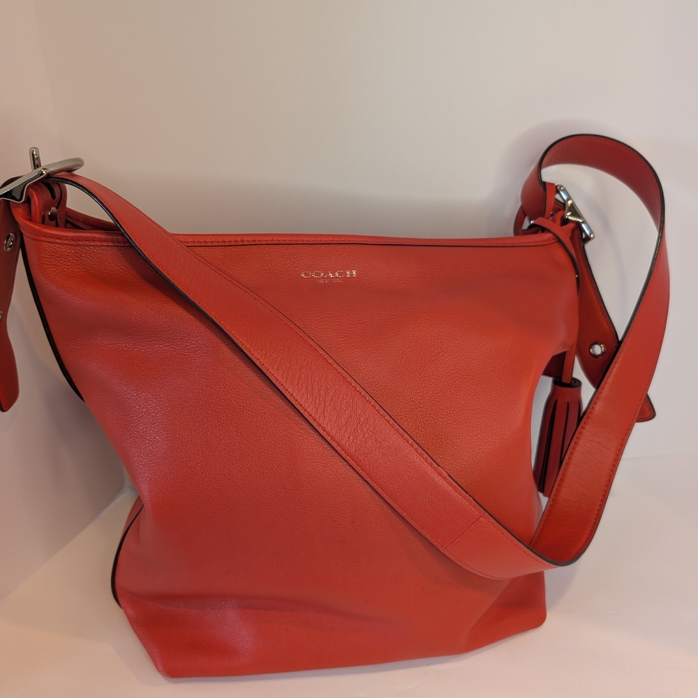 Coach Leather Duffle Style Shoulder Bag - Good Used Condition Coral